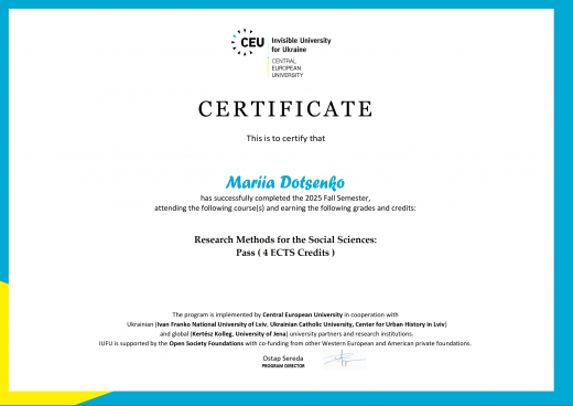 ​Участь у програмі "Invisible University for Ukraine"